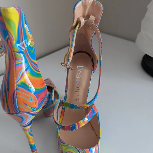 Colorful Strappy Heels by Romy - Picture 4 of 7
